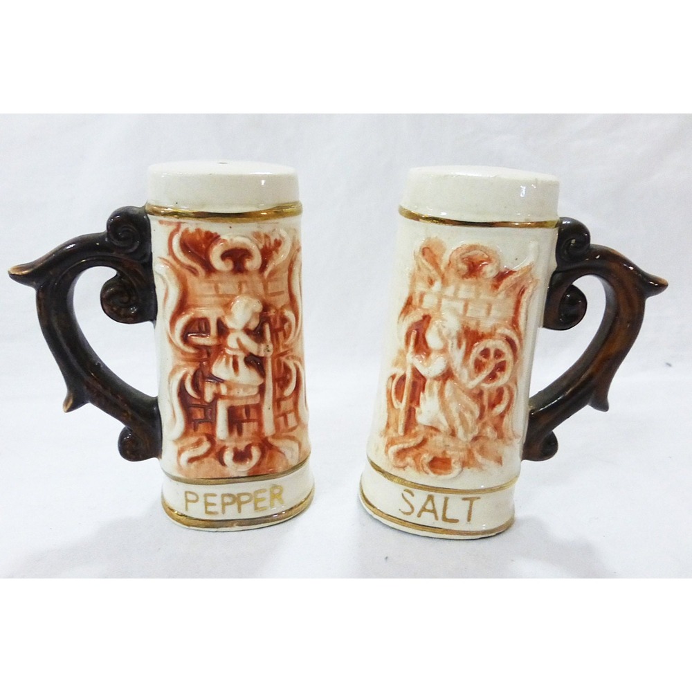 Vintage‎ salt and pepper shakers stain look japan kitchen decor ware cottagecore